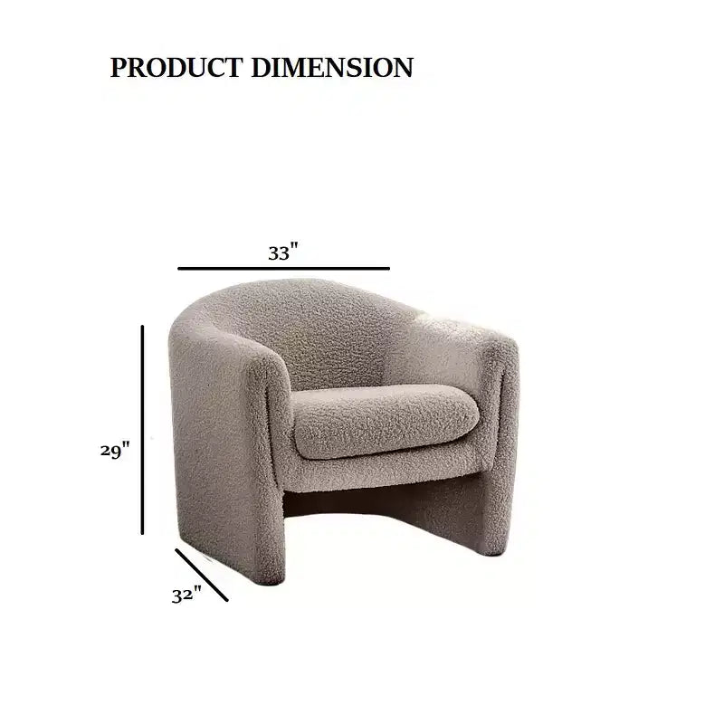Fauteuil d'appoint en bouclette de forme incurvée avec accoudoirs arrondis