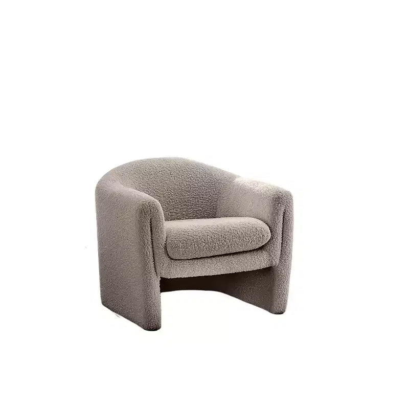 Fauteuil d'appoint en bouclette de forme incurvée avec accoudoirs arrondis