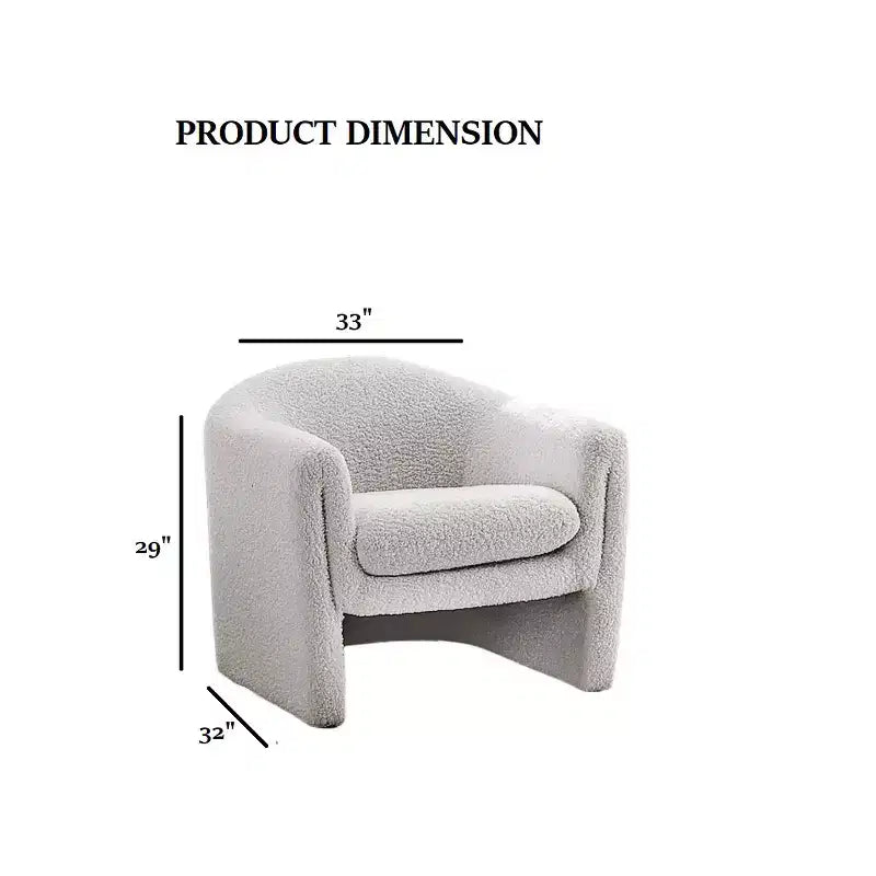 Fauteuil d'appoint en bouclette de forme incurvée avec accoudoirs arrondis