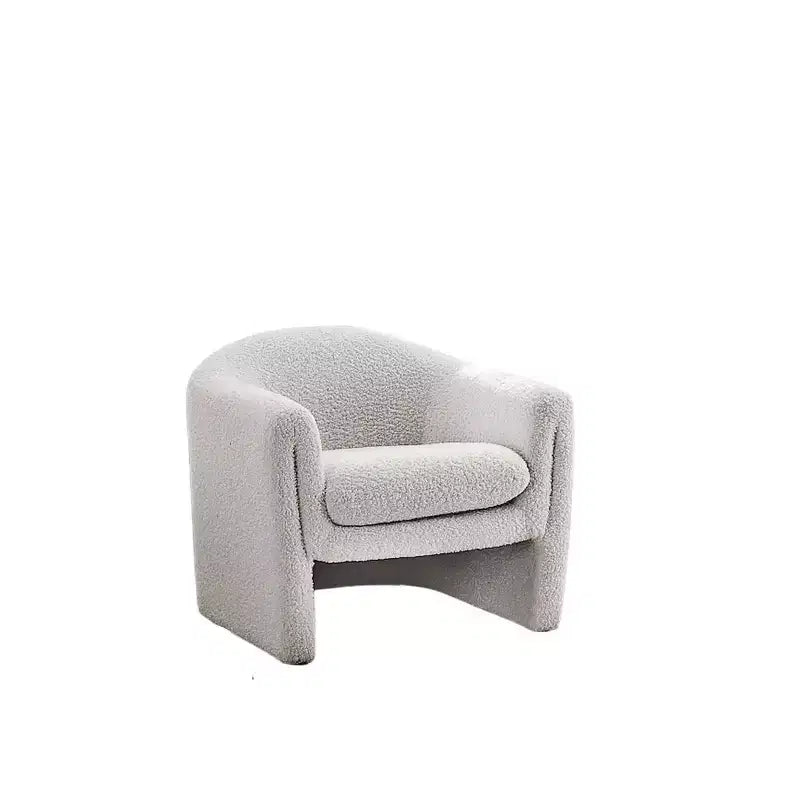 Fauteuil d'appoint en bouclette de forme incurvée avec accoudoirs arrondis