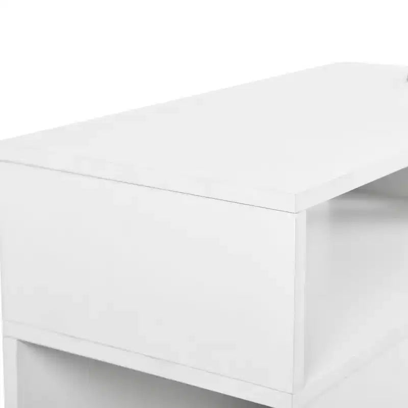 Meuble de classement mobile, classeur vertical roulant avec tiroir et étagères de rangement double face, organisateur de dossiers en bois Blanc/Marron