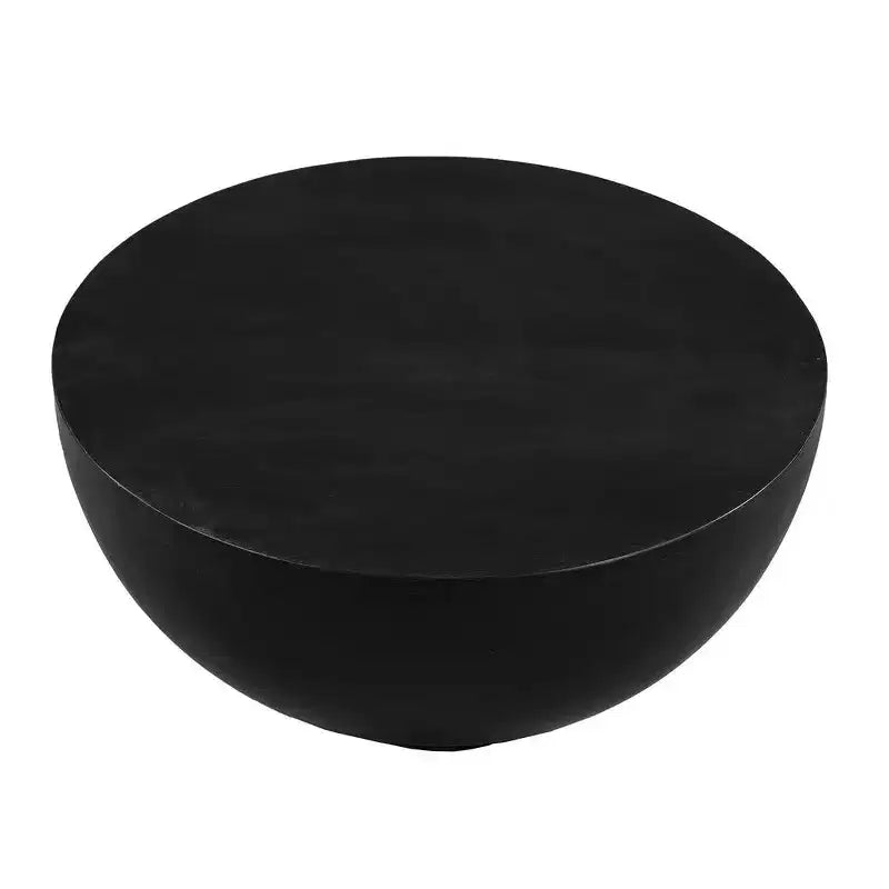 Table basse d'art moderne 30 pouces, forme tambour ronde, bois de manguier massif