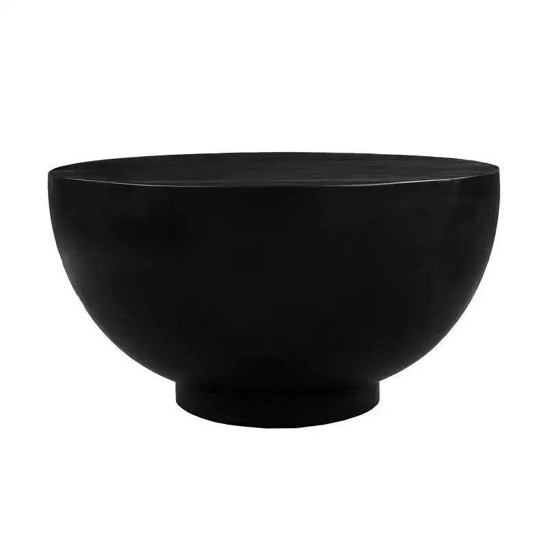 Table basse d'art moderne 30 pouces, forme tambour ronde, bois de manguier massif