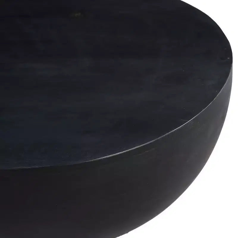 Table basse d'art moderne 30 pouces, forme tambour ronde, bois de manguier massif