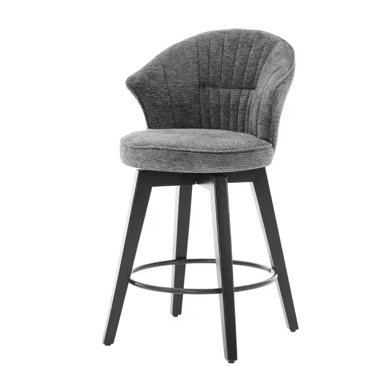 Lot de 2 tabourets de bar pivotants à dossier ailé avec siège rembourré et pieds en bois, gris