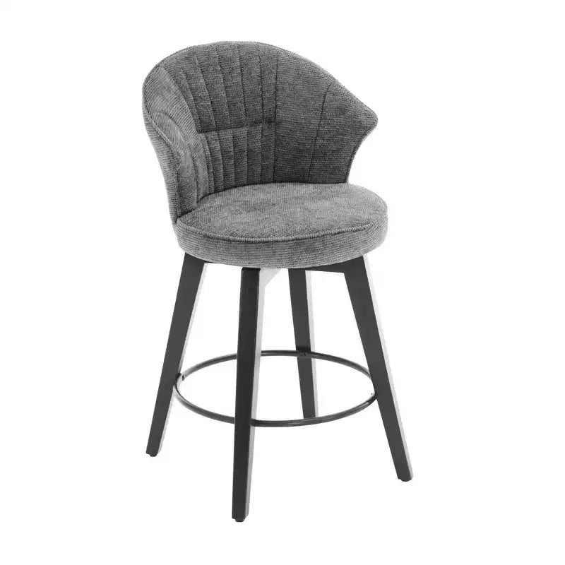 Lot de 2 tabourets de bar pivotants à dossier ailé avec siège rembourré et pieds en bois, gris