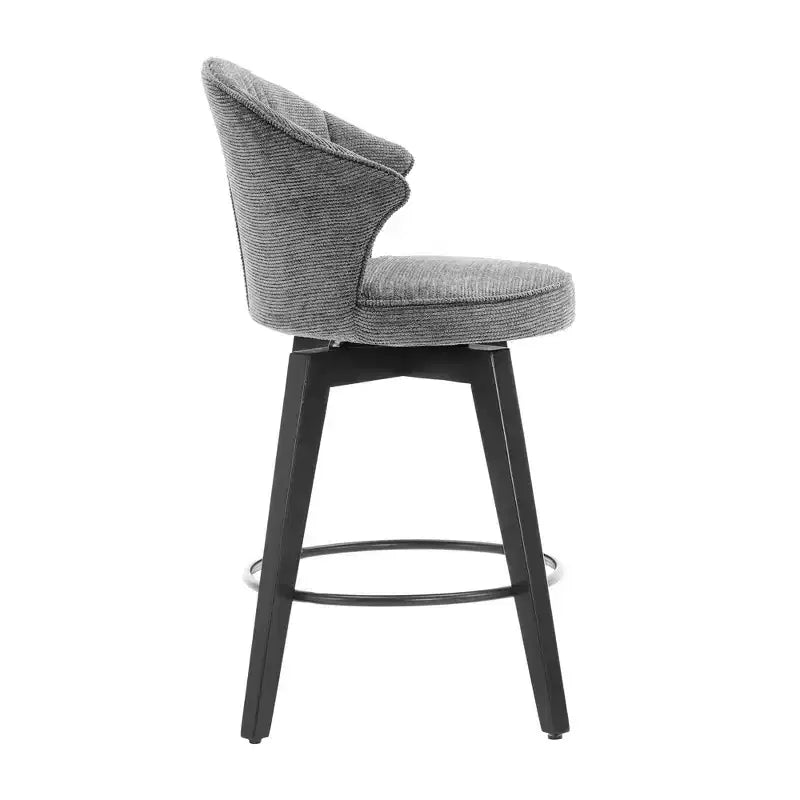 Lot de 2 tabourets de bar pivotants à dossier ailé avec siège rembourré et pieds en bois, gris