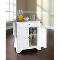 Dessert de cuisine roulant portable avec dessus en granit, petit îlot de rangement, support pour micro-ondes, blanc