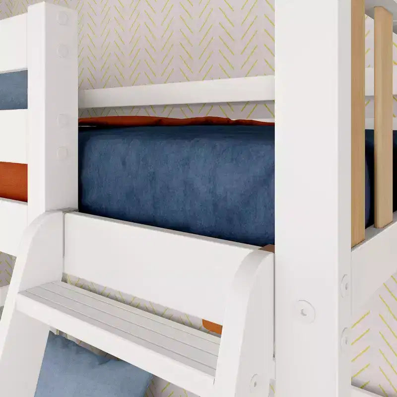 Lit mezzanine double haut scandinave pour enfants, en bois de pin massif, design peu encombrant