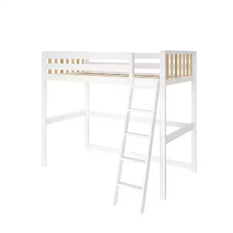 Lit mezzanine double haut scandinave pour enfants, en bois de pin massif, design peu encombrant