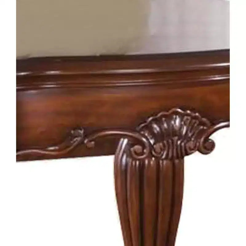 Table d'appoint carrée avec pieds en volute et étagère inférieure, brun cerise
