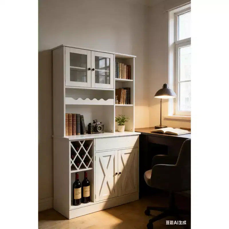 Meuble à vin en MDF avec portes doubles en acrylique, étagère supérieure pour salle à manger/bar