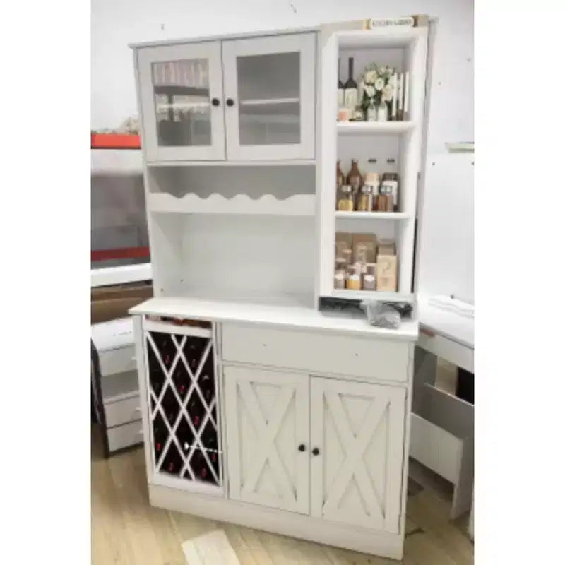 Meuble à vin en MDF avec portes doubles en acrylique, étagère supérieure pour salle à manger/bar