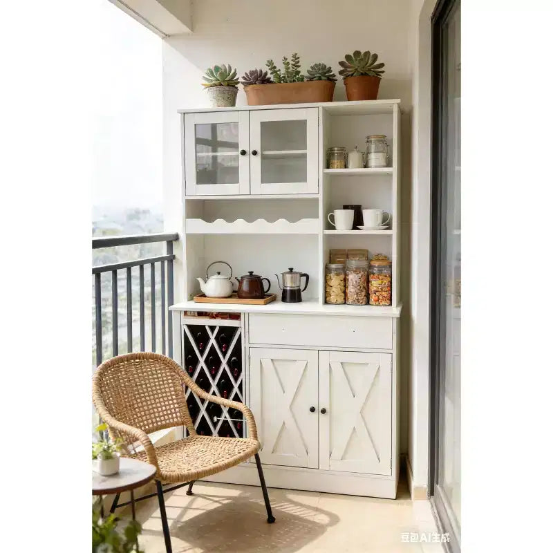 Meuble à vin en MDF avec portes doubles en acrylique, étagère supérieure pour salle à manger/bar
