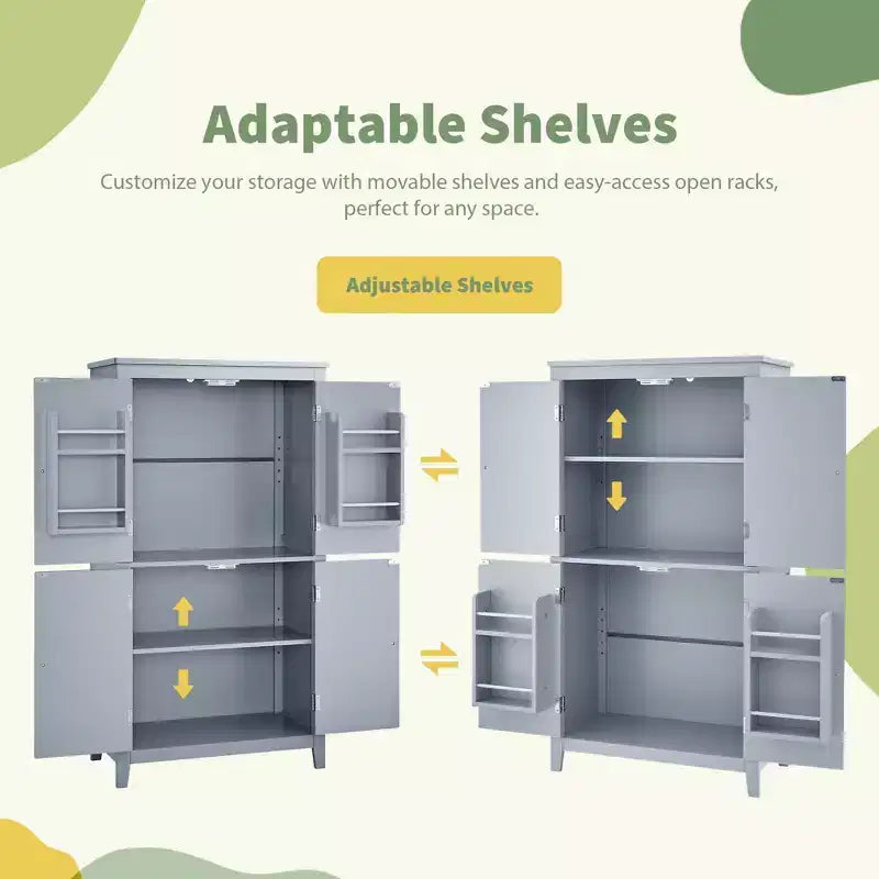 Meuble de rangement de salle de bain peu encombrant avec étagères réglables et portes