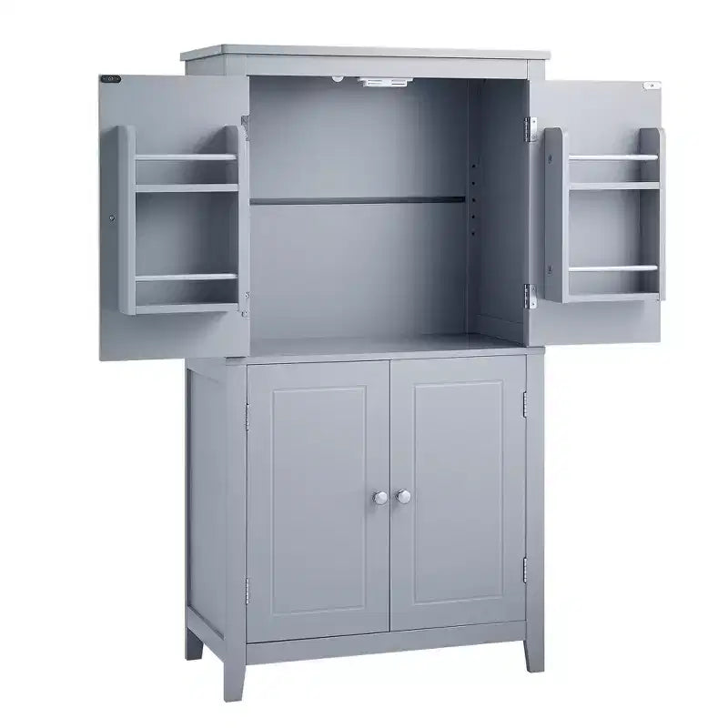 Meuble de rangement de salle de bain peu encombrant avec étagères réglables et portes