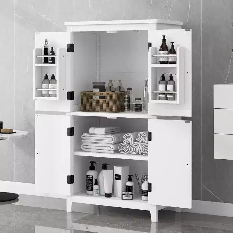 Meuble de rangement de salle de bain peu encombrant avec étagères réglables et portes