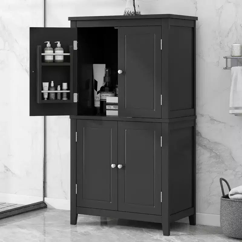 Meuble de rangement de salle de bain peu encombrant avec étagères réglables et portes