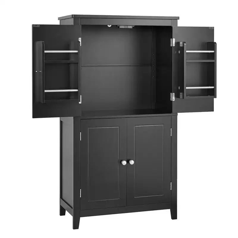 Meuble de rangement de salle de bain peu encombrant avec étagères réglables et portes