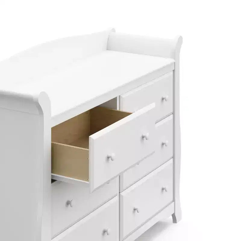 Commode double à 6 tiroirs pour chambre de bébé ou d'enfant, blanche
