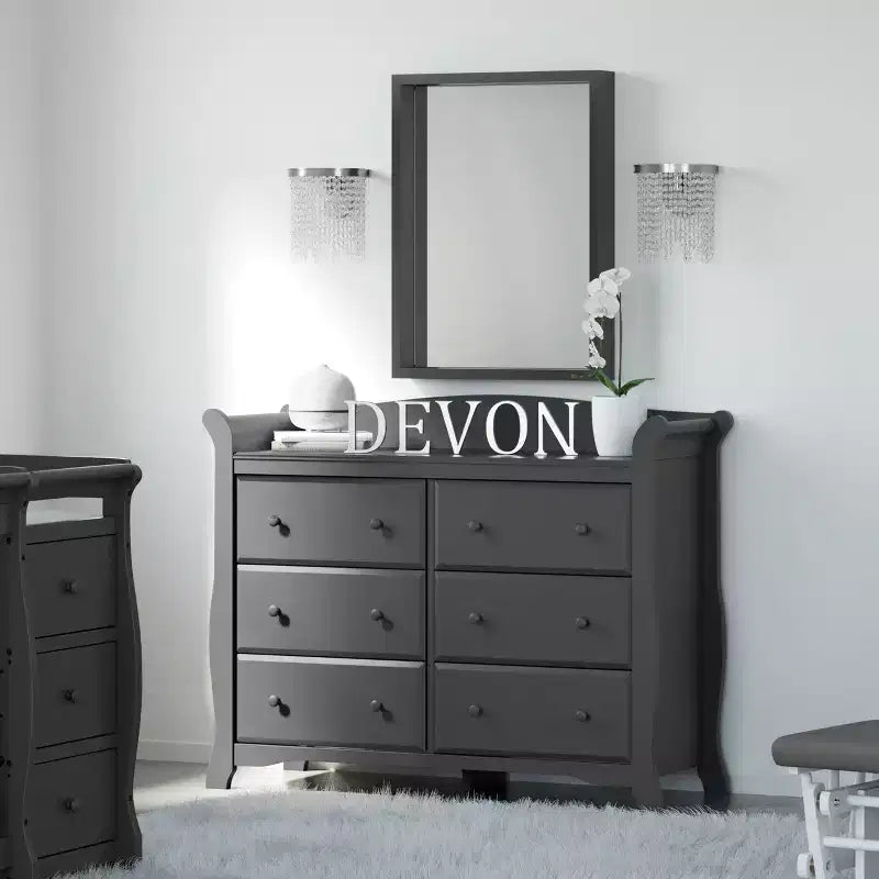 Commode double à 6 tiroirs pour chambre de bébé ou d'enfant, blanche