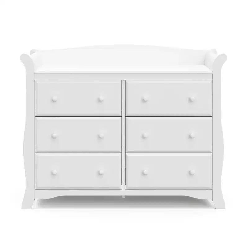Commode double à 6 tiroirs pour chambre de bébé ou d'enfant, blanche