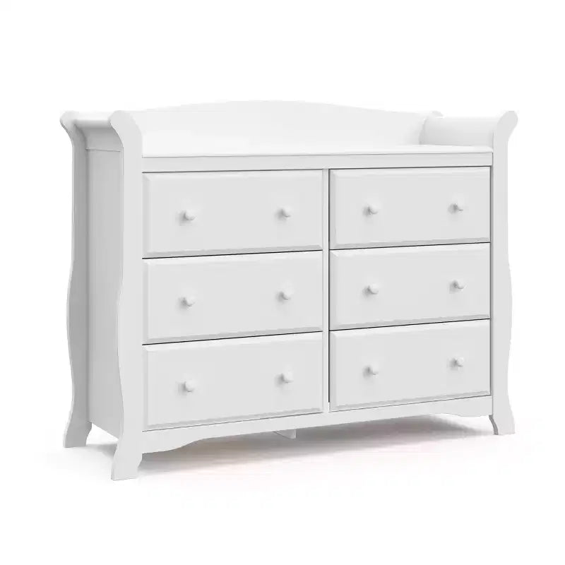 Commode double à 6 tiroirs pour chambre de bébé ou d'enfant, blanche