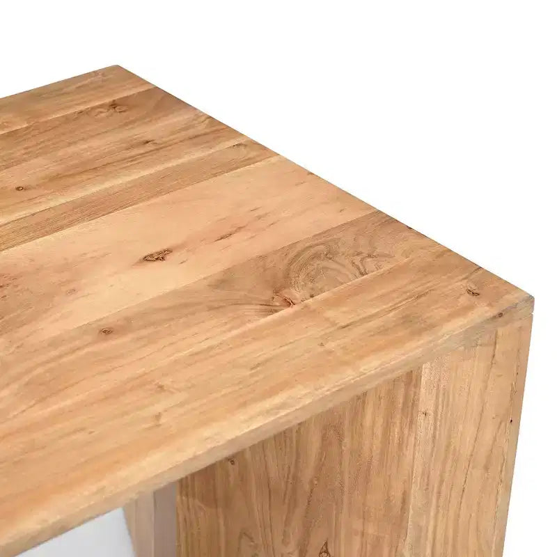 Table d'appoint moderne en bois massif, acacia, marron clair