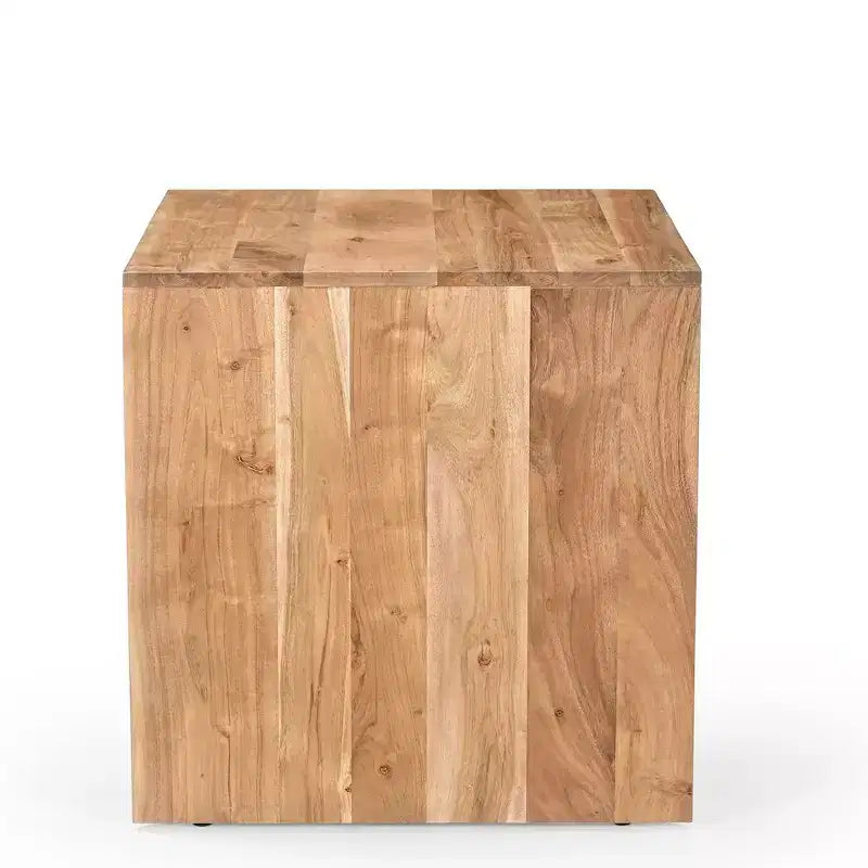 Table d'appoint moderne en bois massif, acacia, marron clair