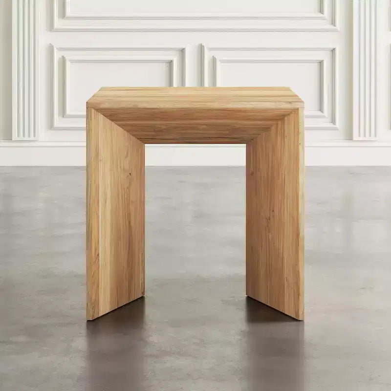 Table d'appoint moderne en bois massif, acacia, marron clair