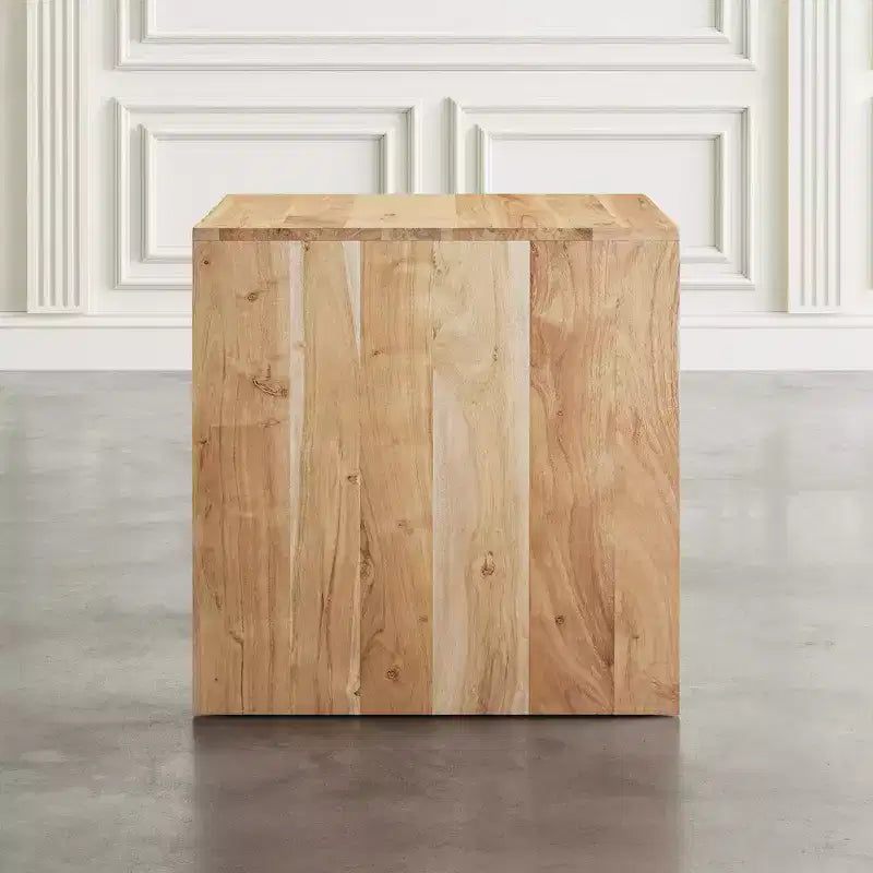 Table d'appoint moderne en bois massif, acacia, marron clair